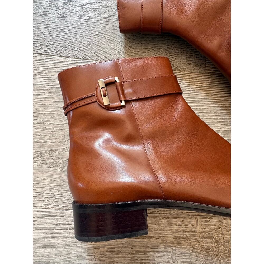 ✨2/$30✨Talbot's Leather Square Toe Ankle Boots Size 11 Cognac Brown Western - Picture 3 of 11
